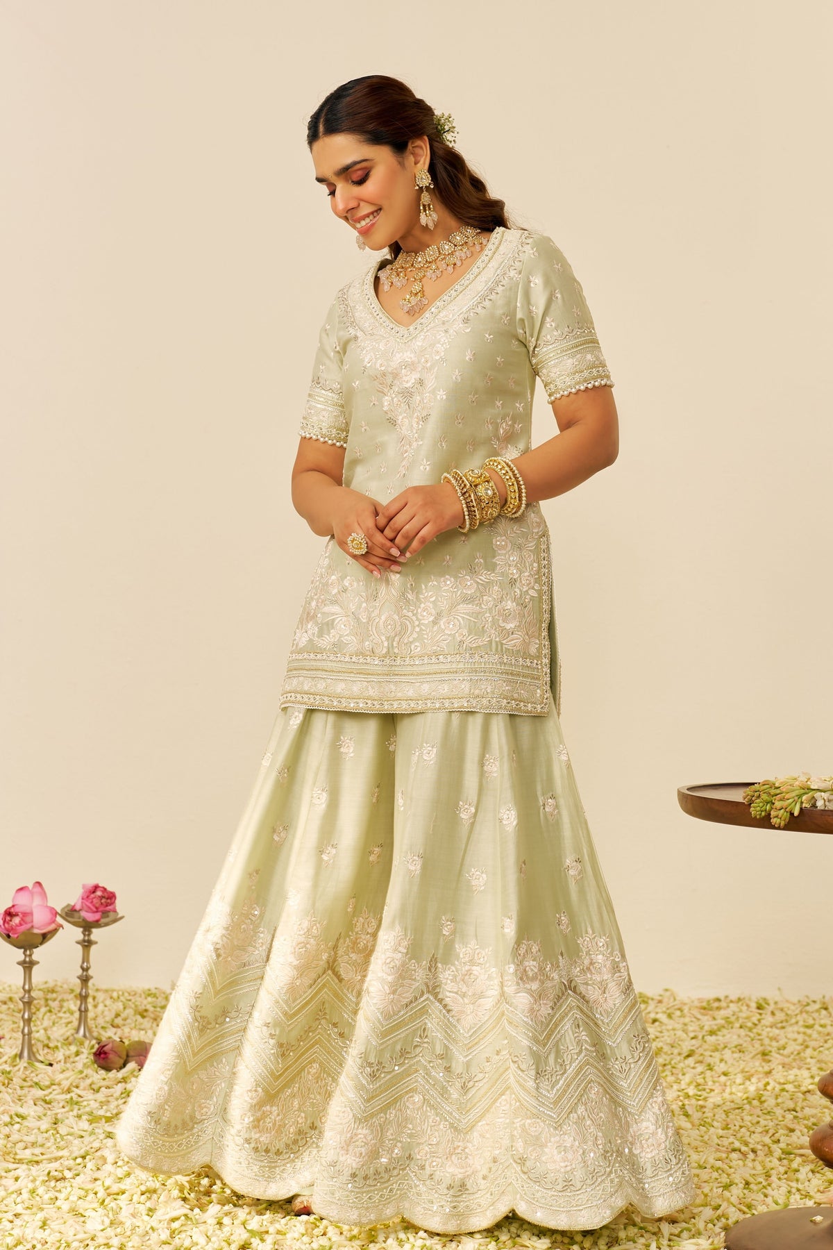 Mint Green Kurta With Sharara