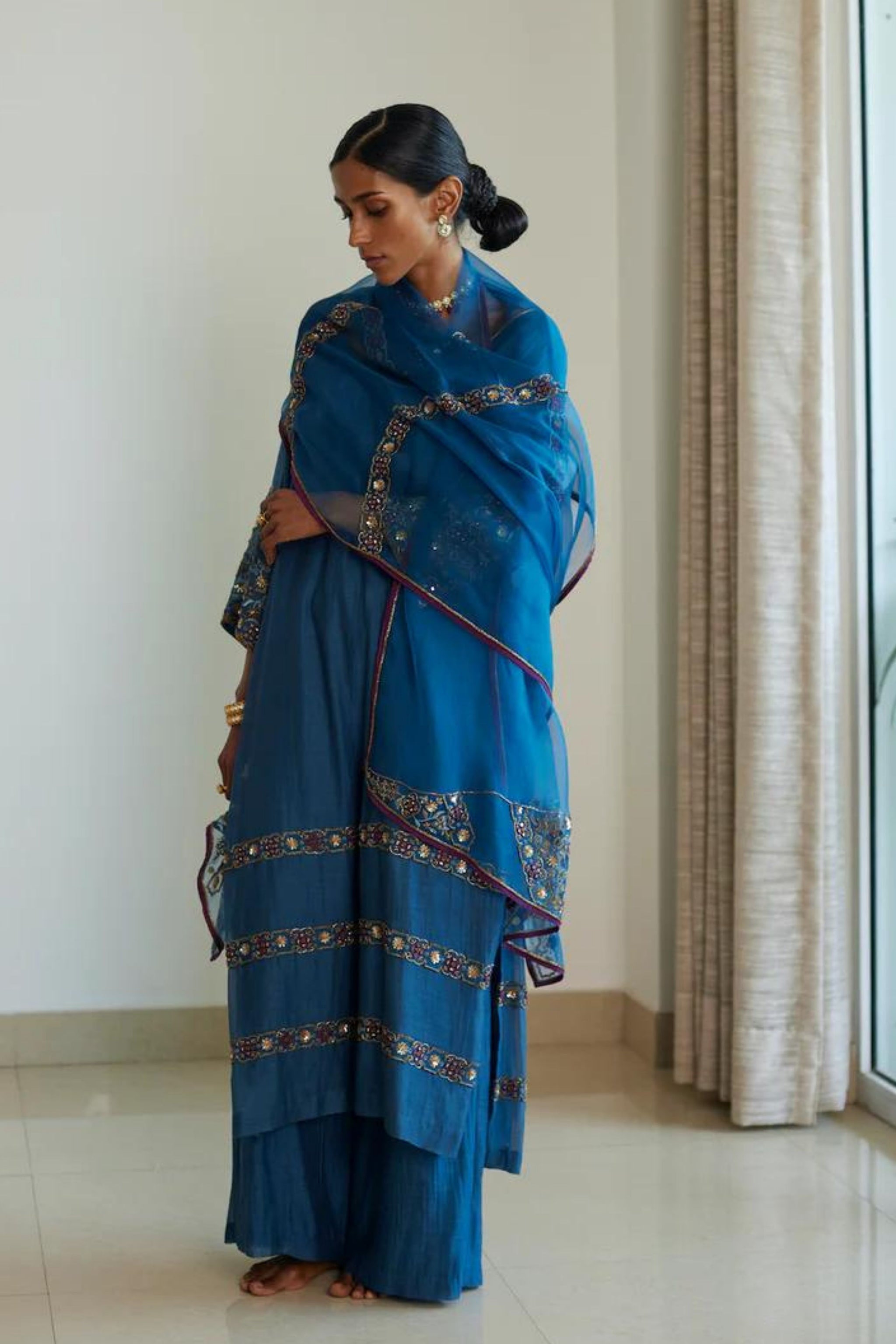Sarang Kaur - Blue Rekha Dupatta - Elahe