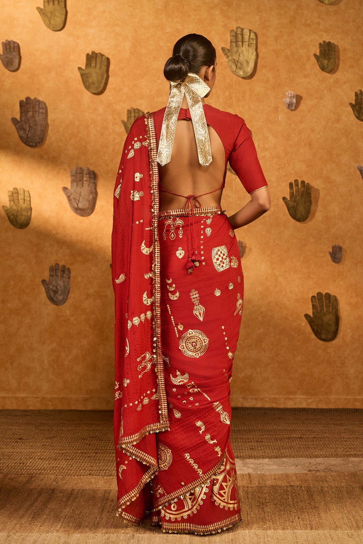 Red Crushed Folkstone Saree