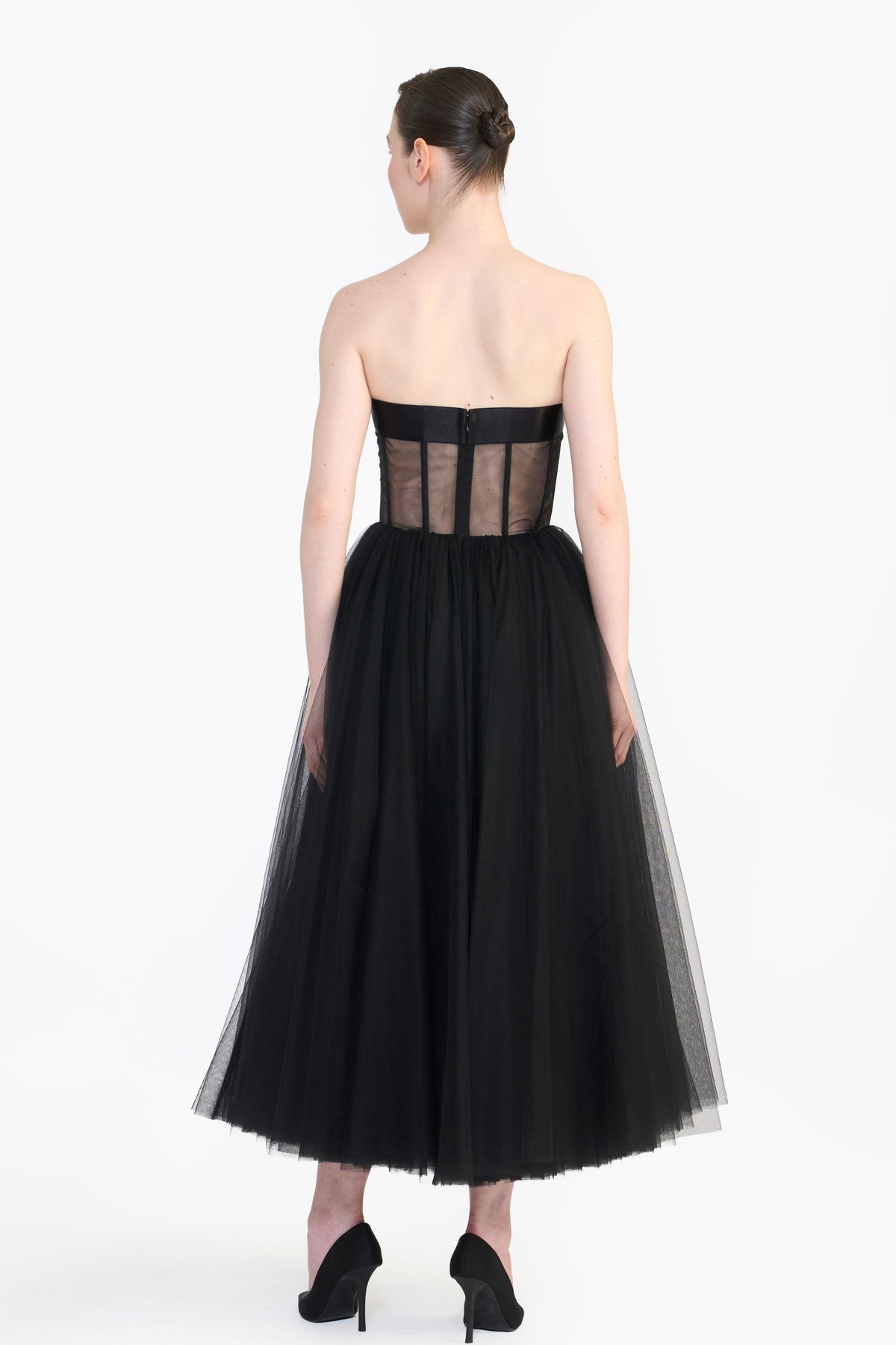 Tulle Midi With Floral Embroidery