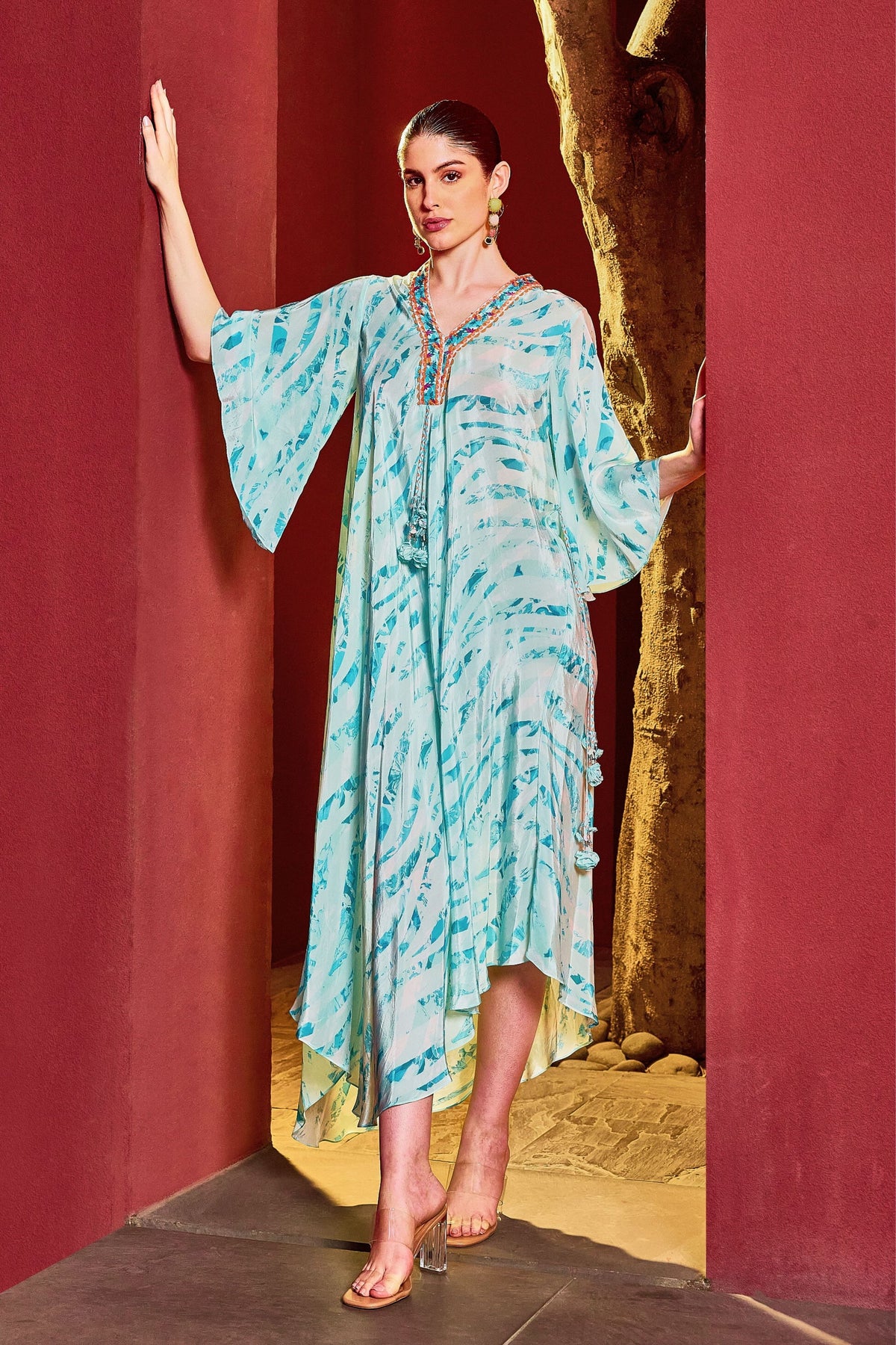 Blue Breeze Asymmetrical Kaftan Dress