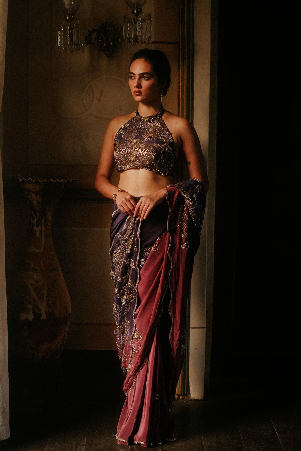 Mulberry Wine Ombre Saree