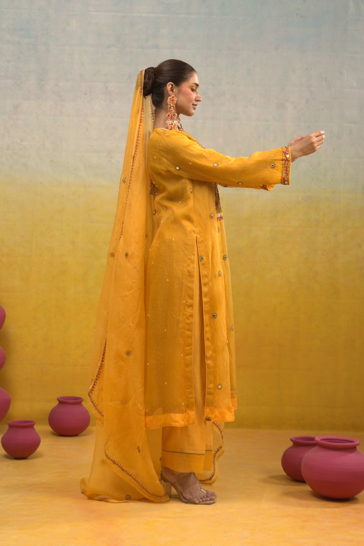 Mango Yellow Kalidar Set