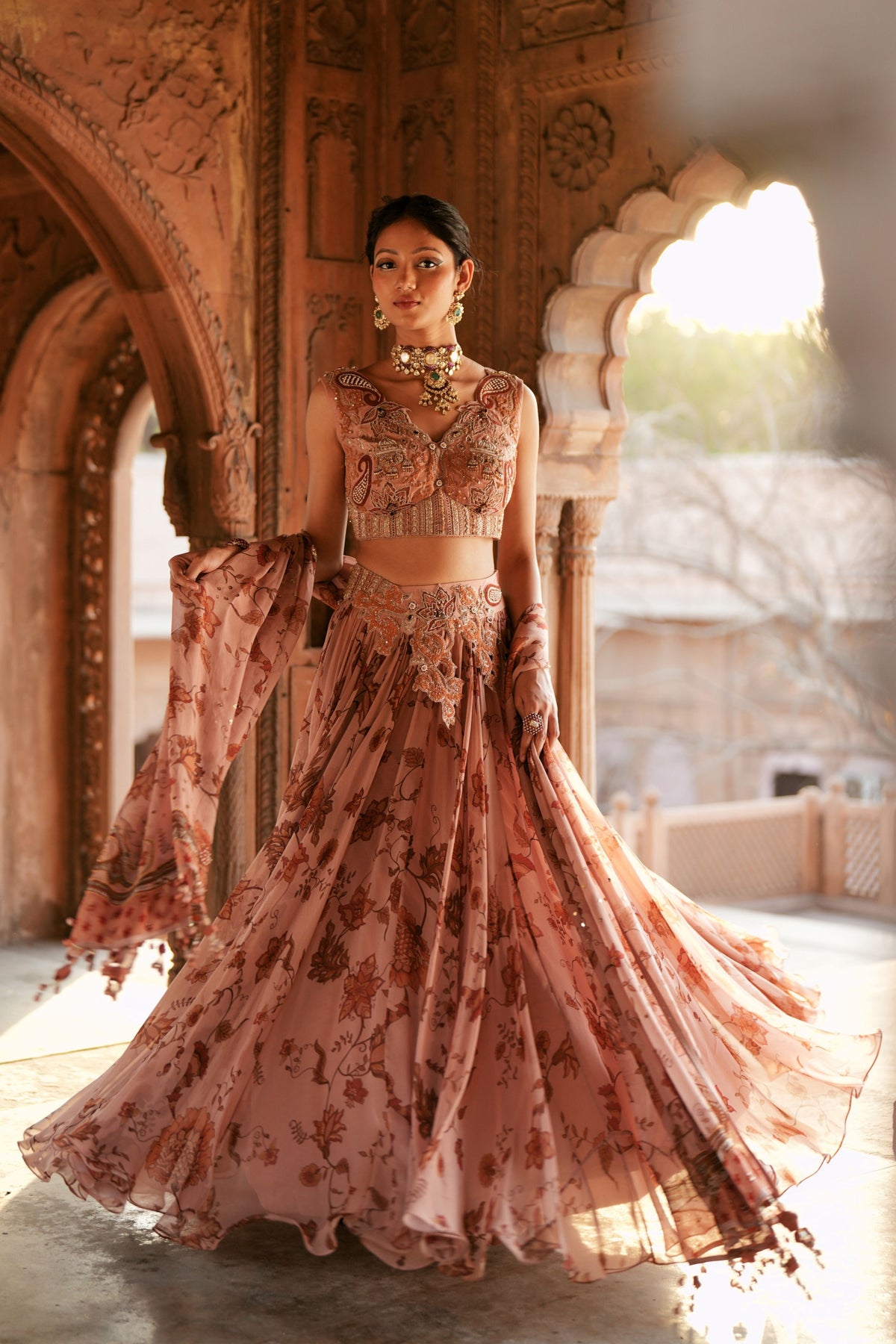 Powder Pink Embroidered Lehenga Set
