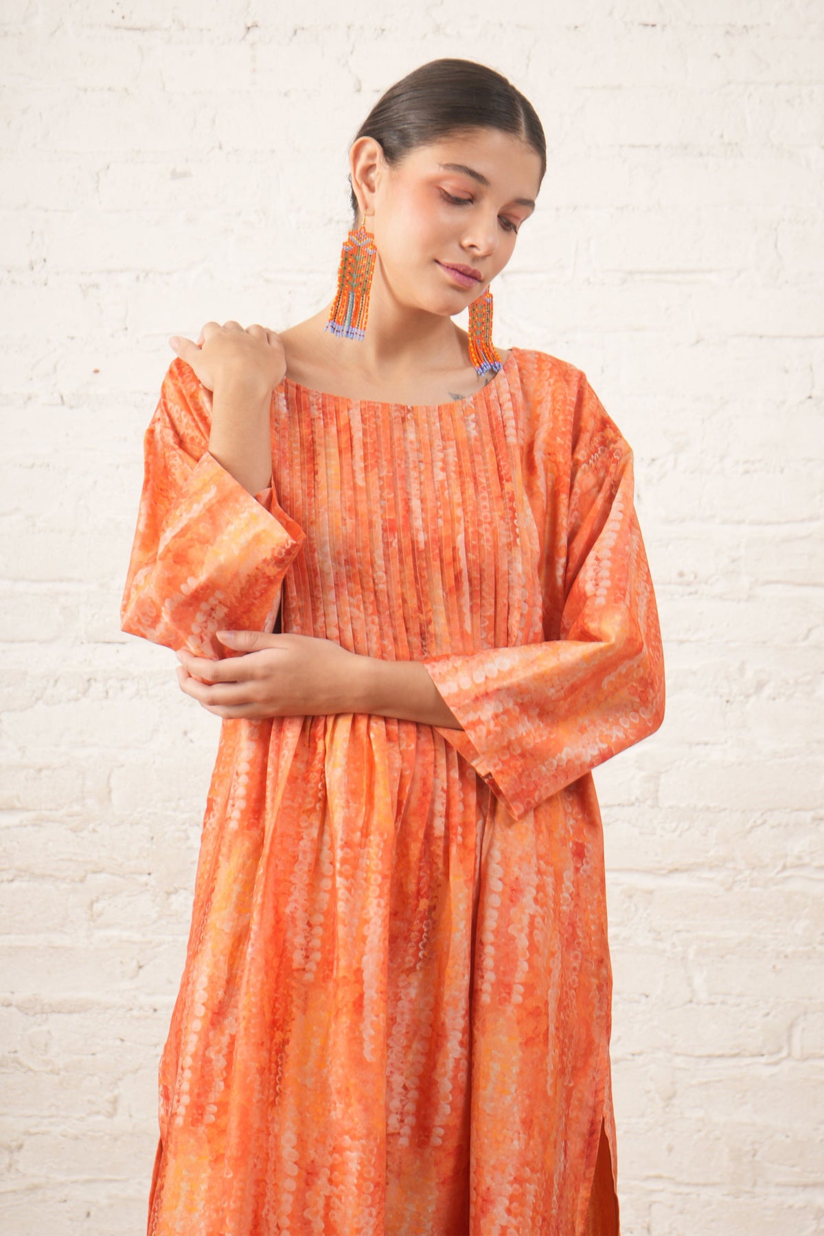 Peach Silk Tunic Set