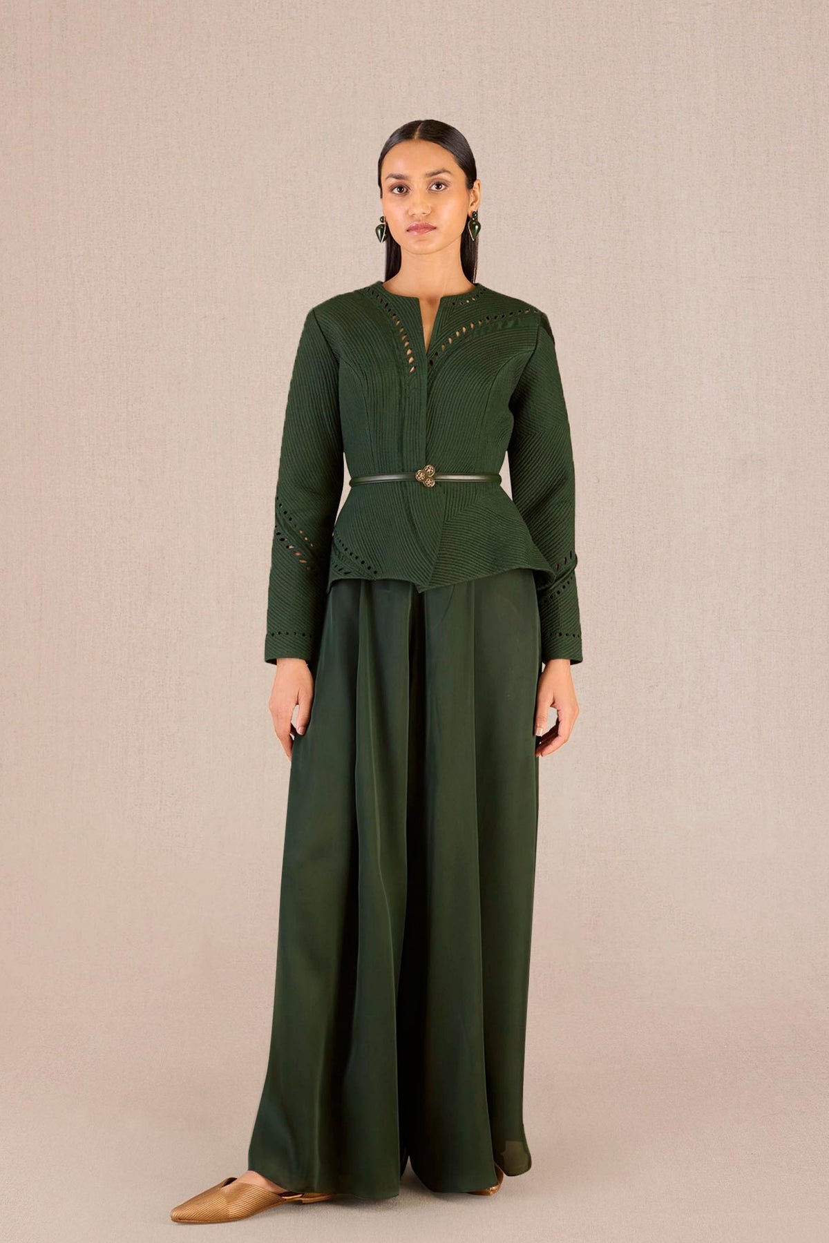 Rifat Jacket Set In Dark Green