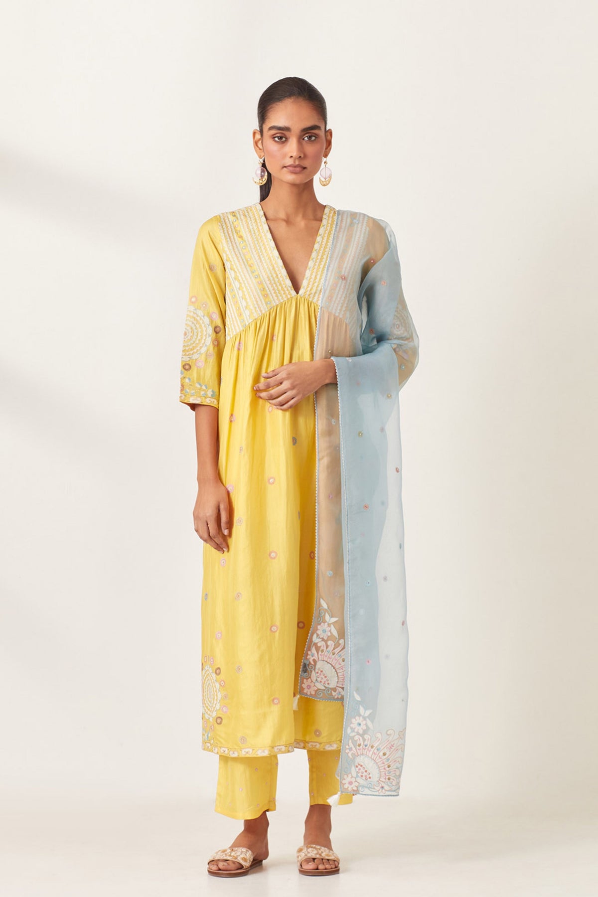 Yellow Silk Kurta Dress Set