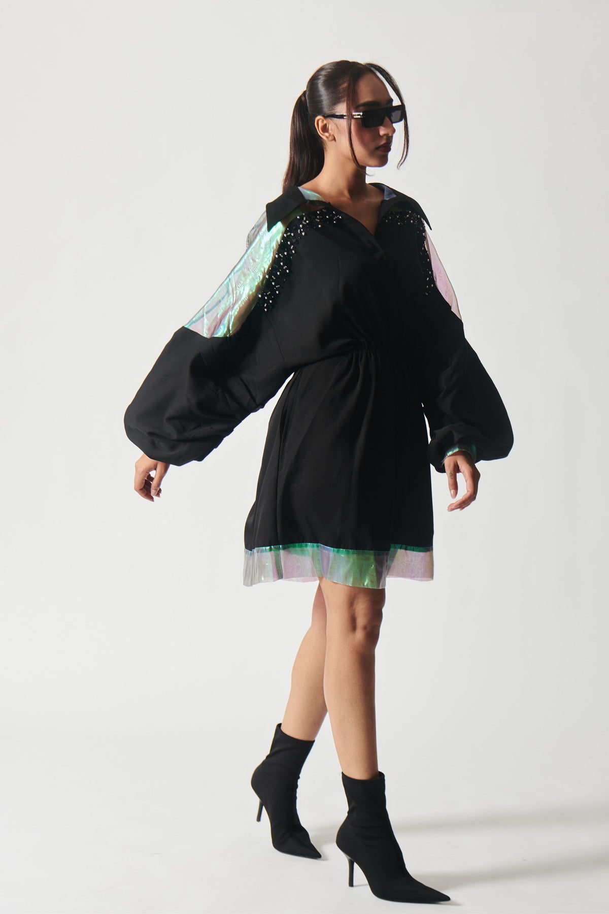 Holographic Noir Dress