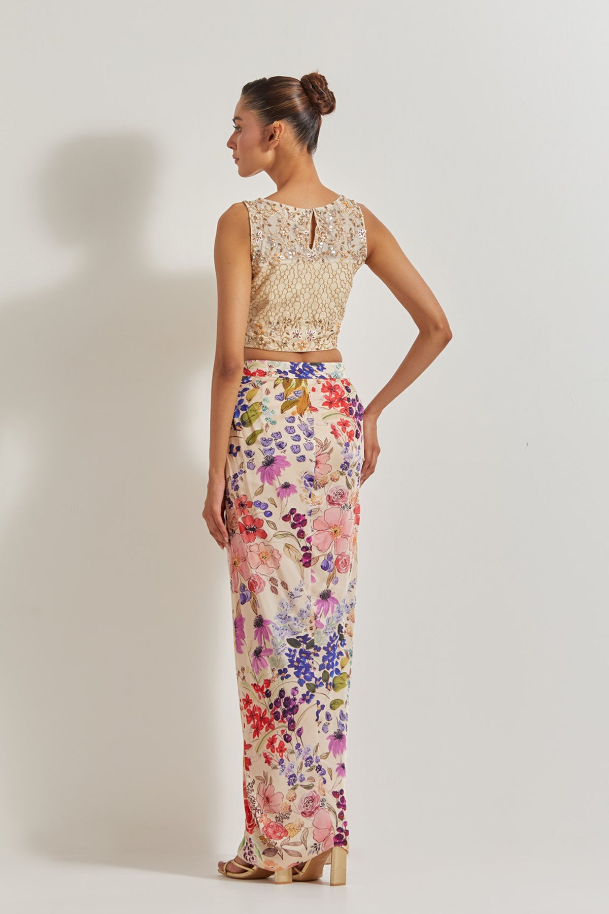 Satin Cowl Skirt Set