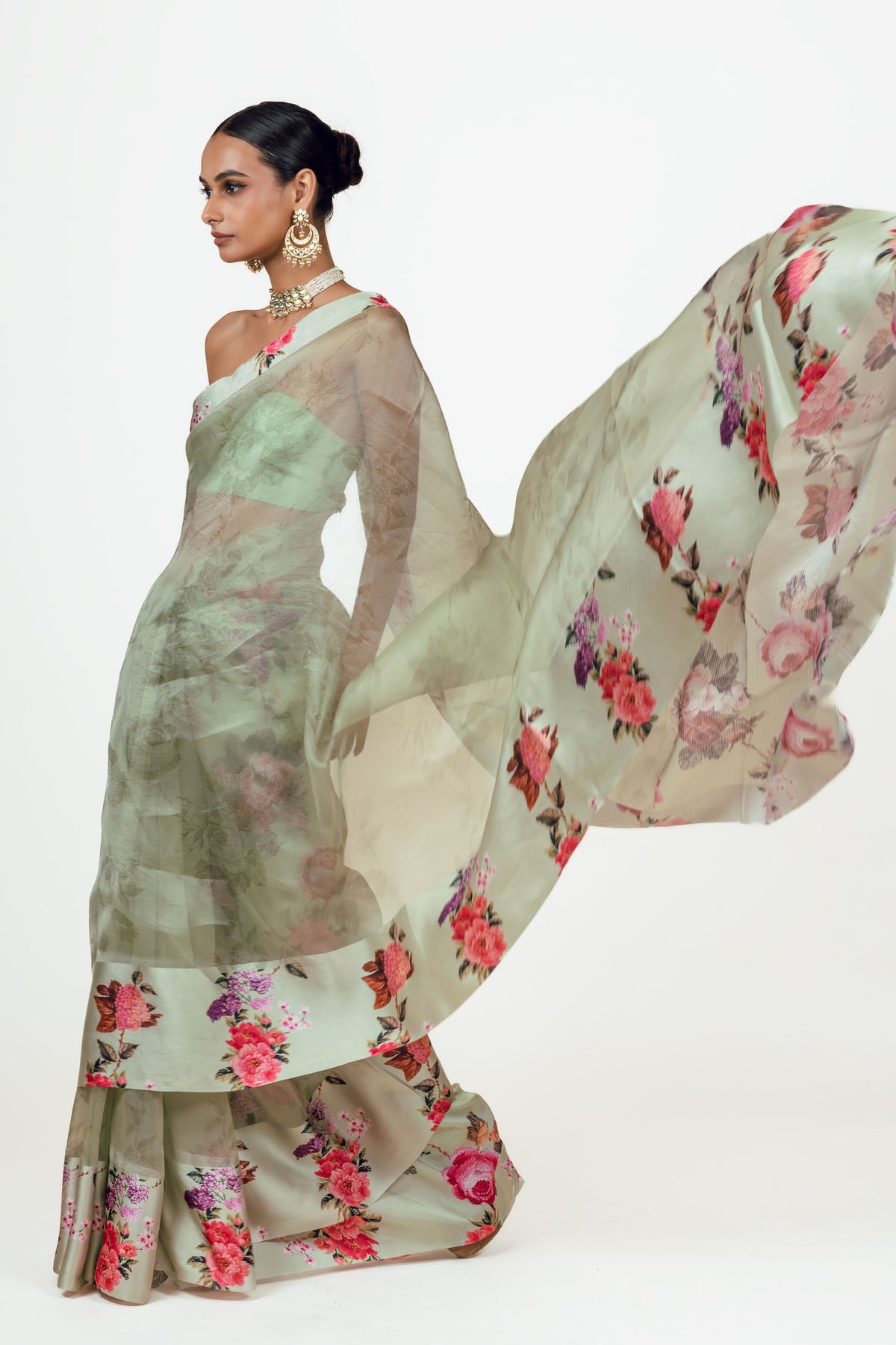 Nila Mist Green Organza Saree