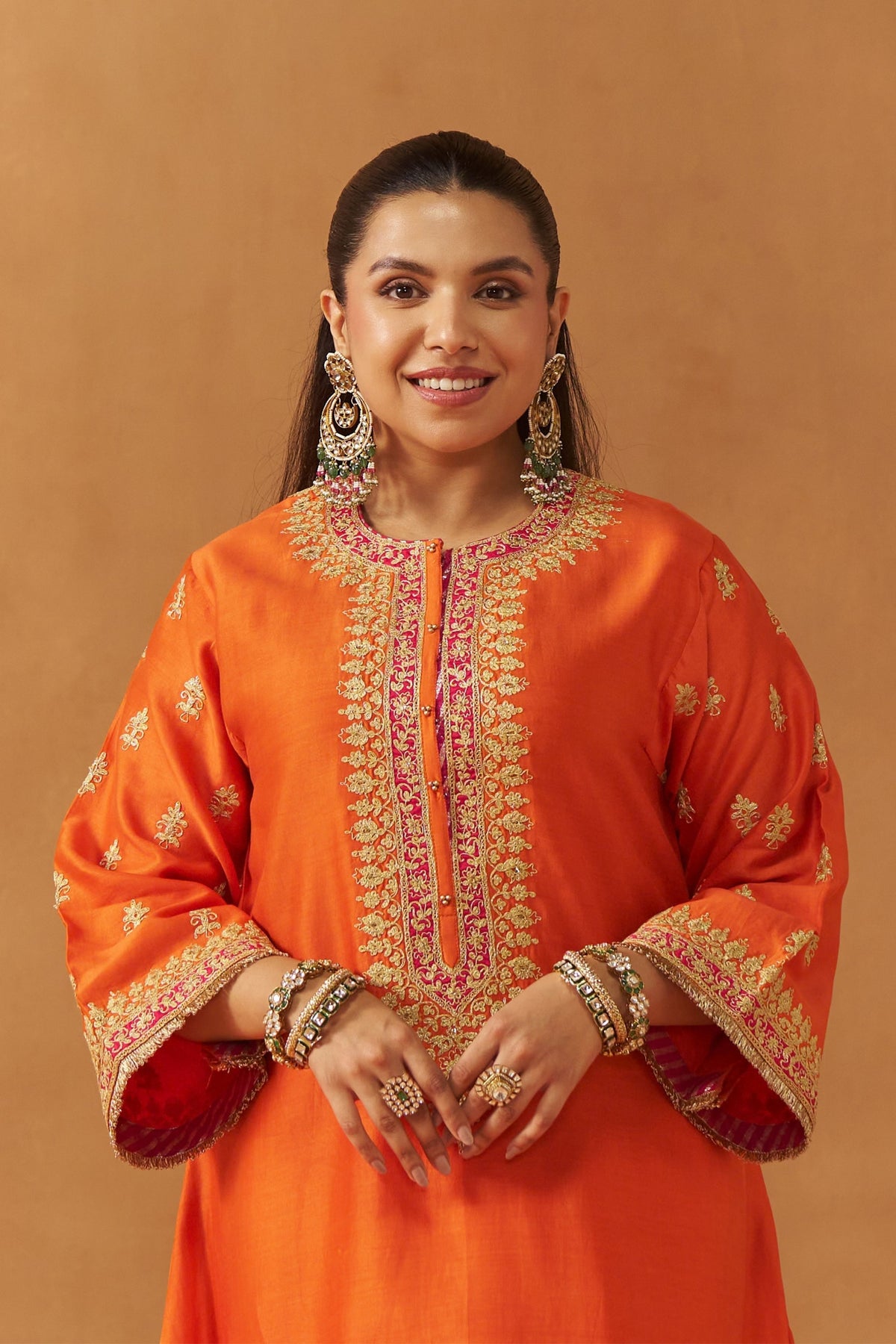 Zeenal Burnt Orange A-Line Kurta Set