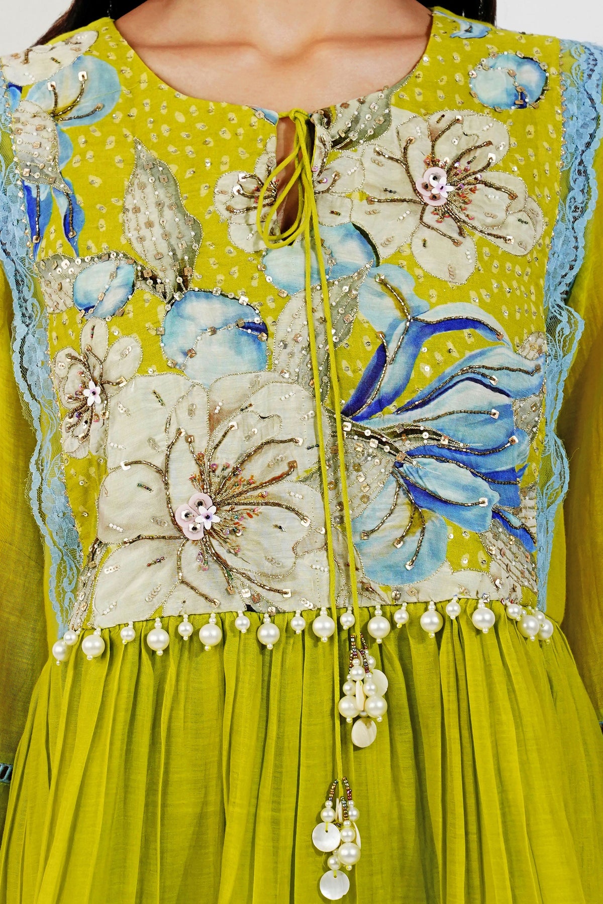 Floral Yoke Tiered Dress