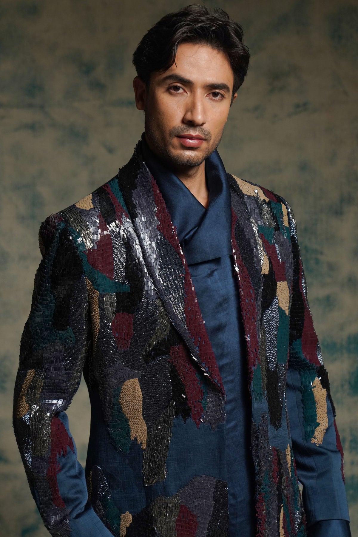 Multicolored Sequined Jacket Set