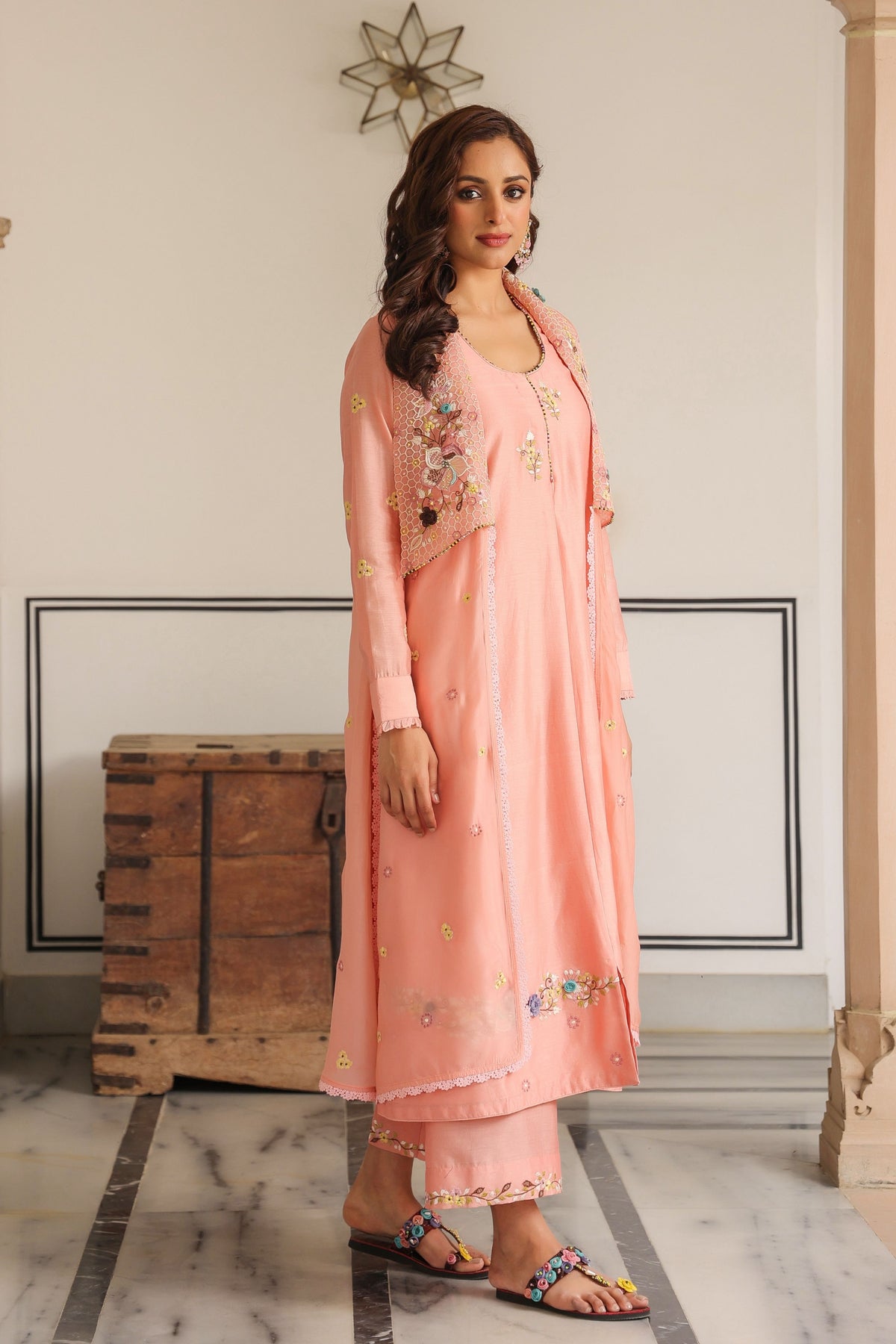 Gulzarpeach Jacket Set