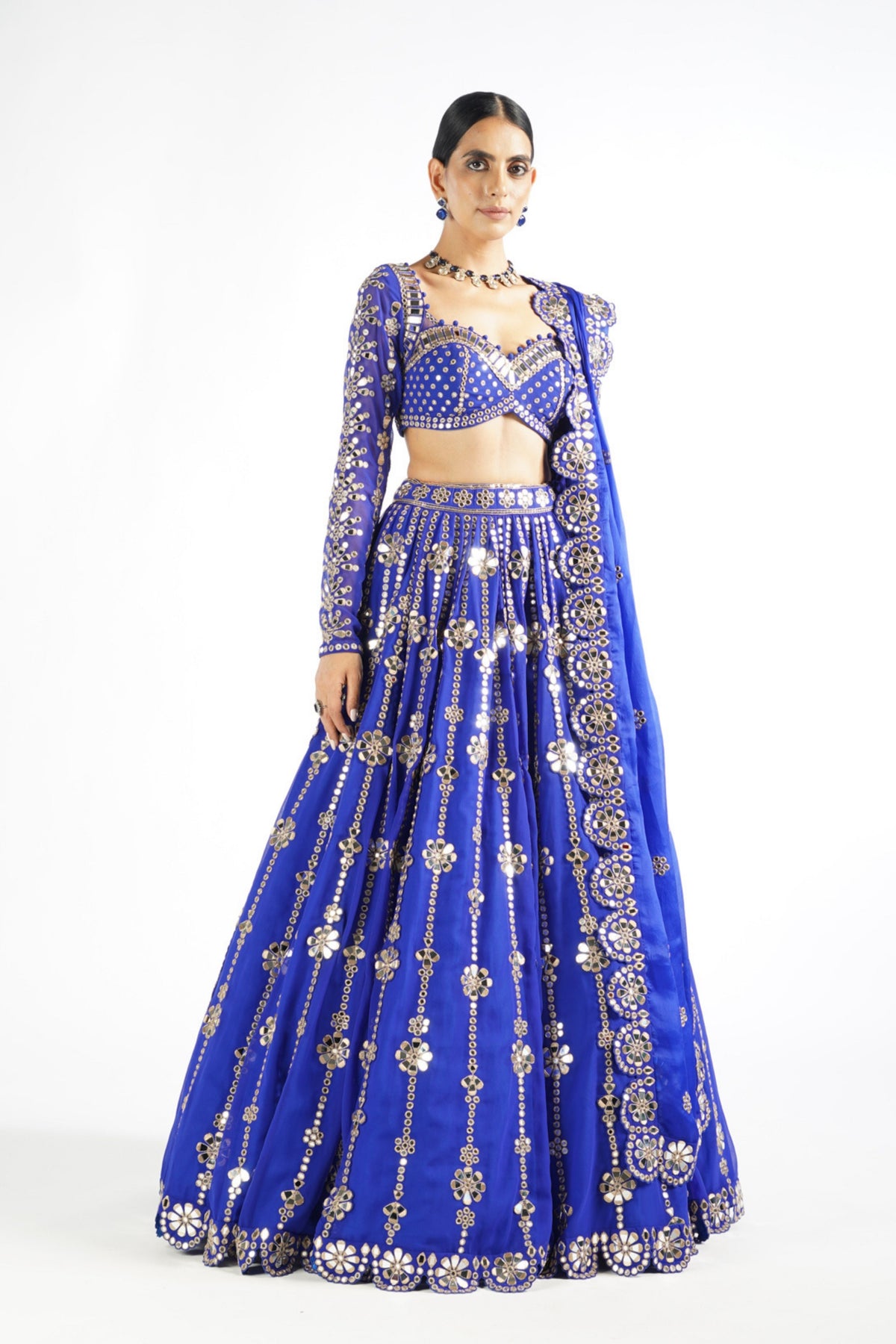 Big Flower Linear Lehenga Set
