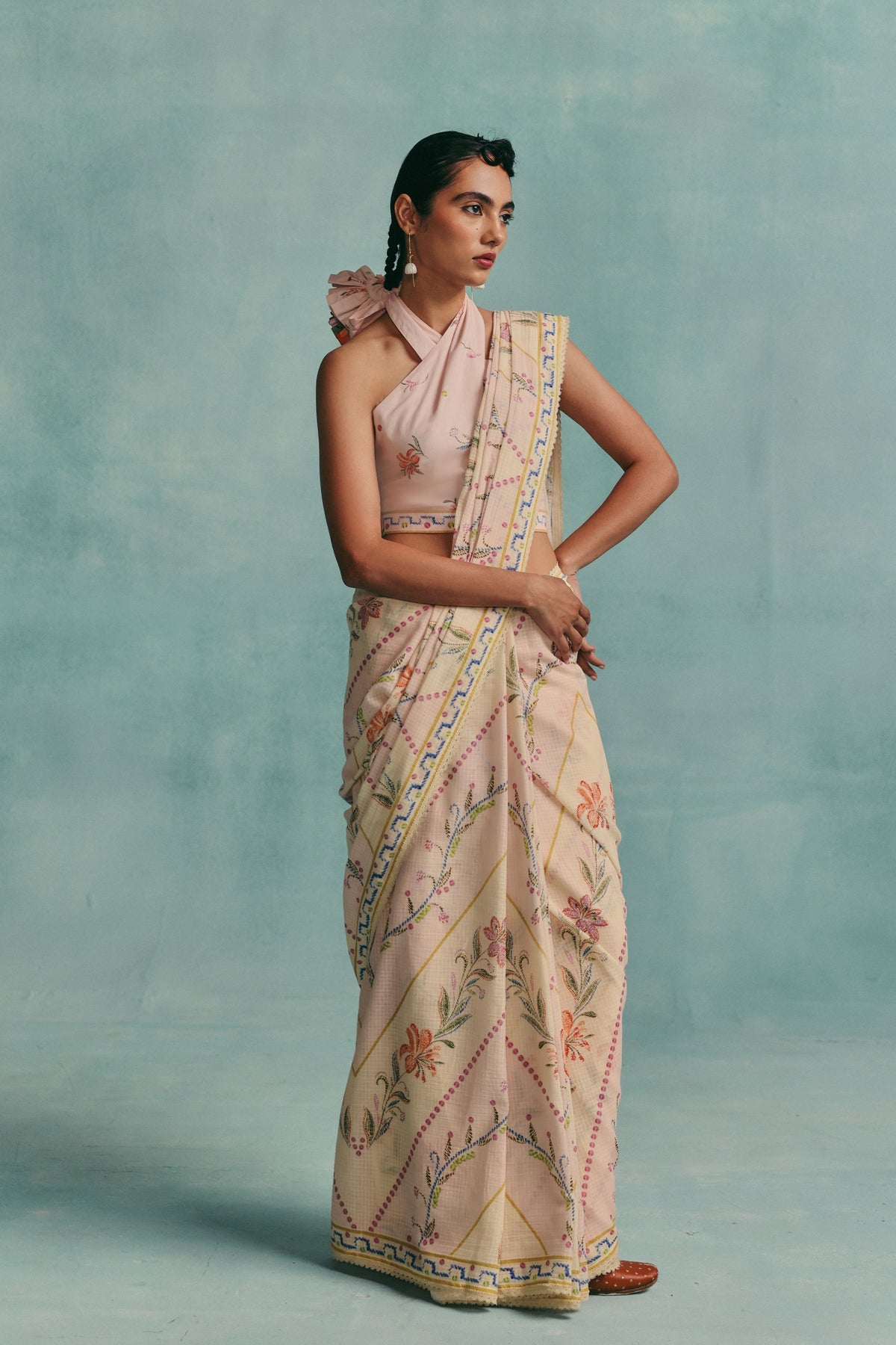 Hibiscus Colourblock Saree