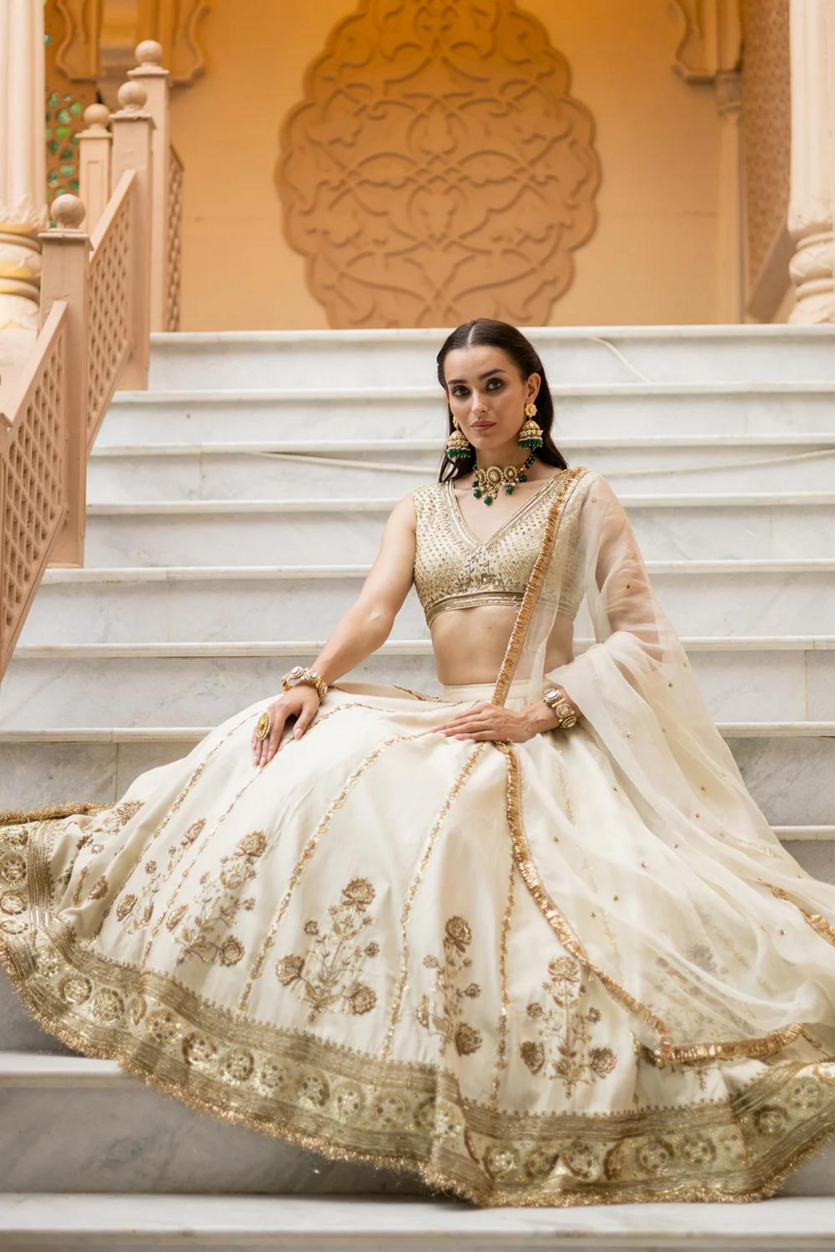 Off-White Lehenga Set