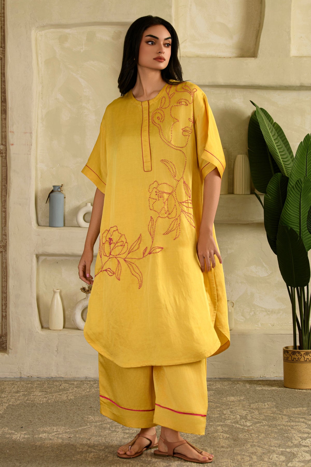 Rangrasiya Long Co-ord Set in Surajmukhi Yellow