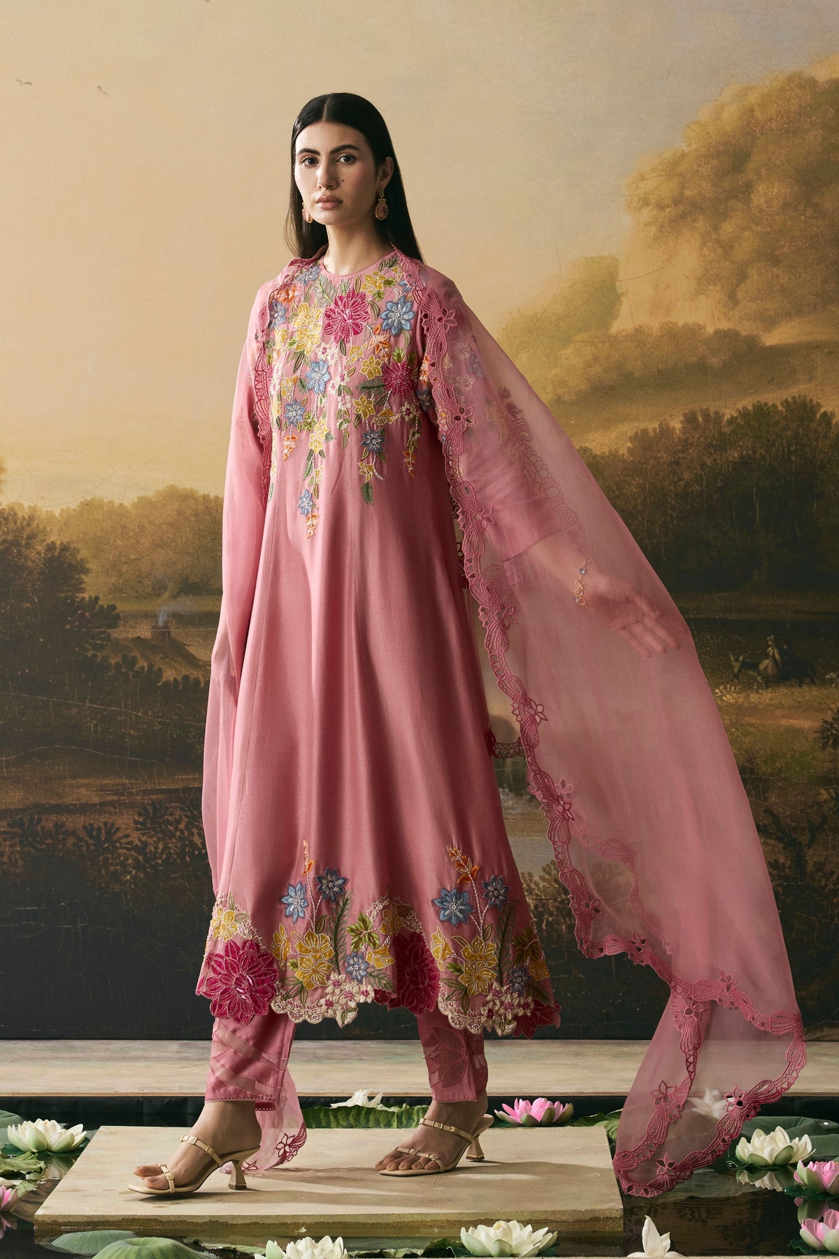 Pink Floral Kurta Set