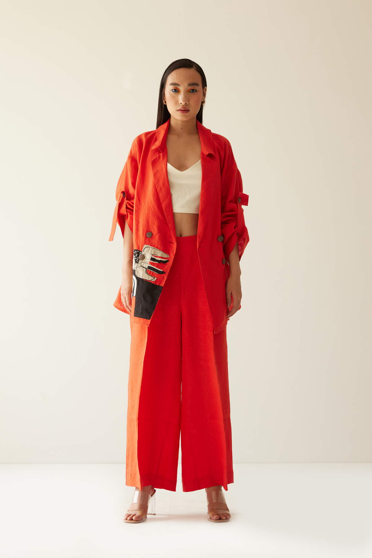 Orange Linen Oversized Co-ord Set