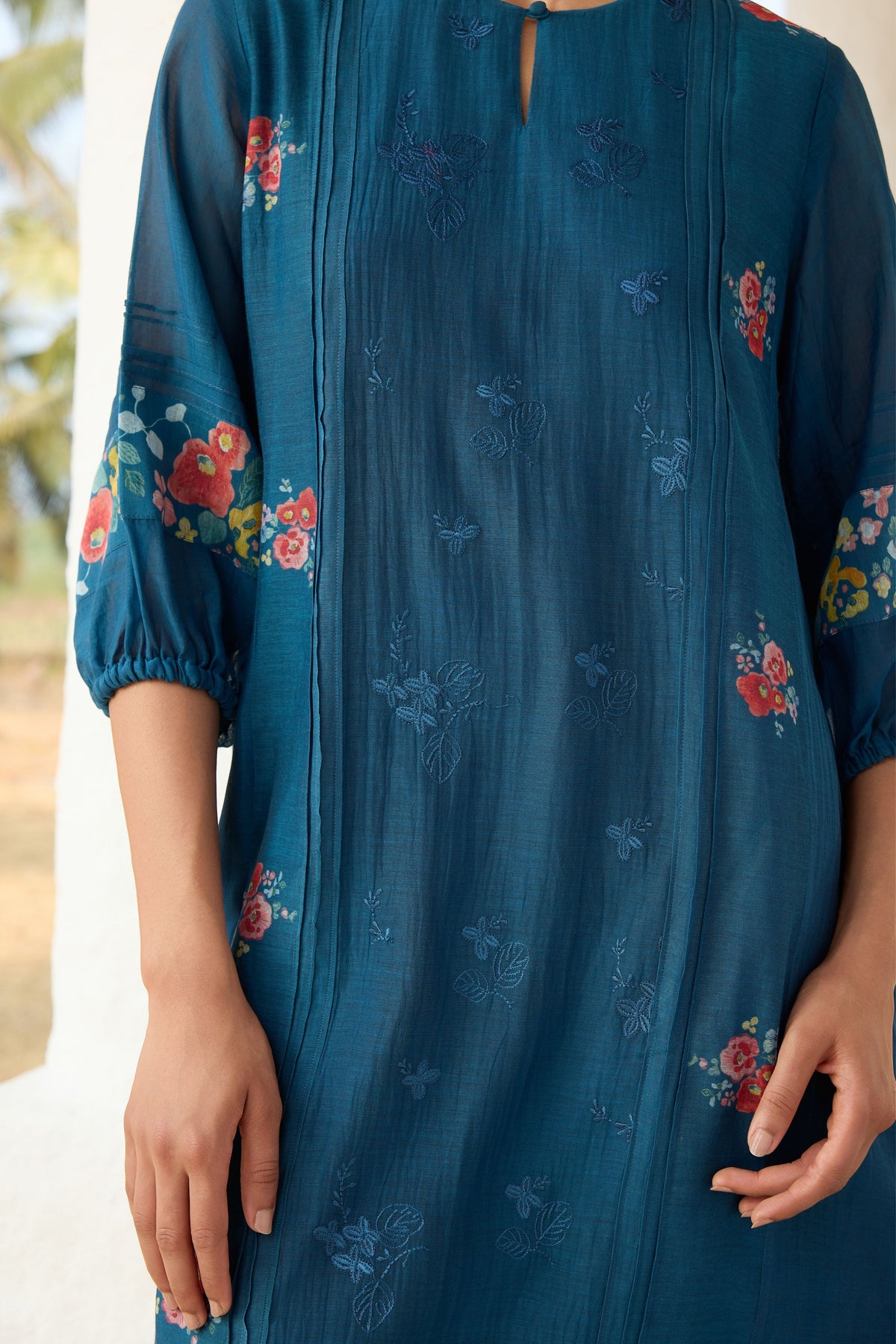 Sapphire Embroidered Floral Dress