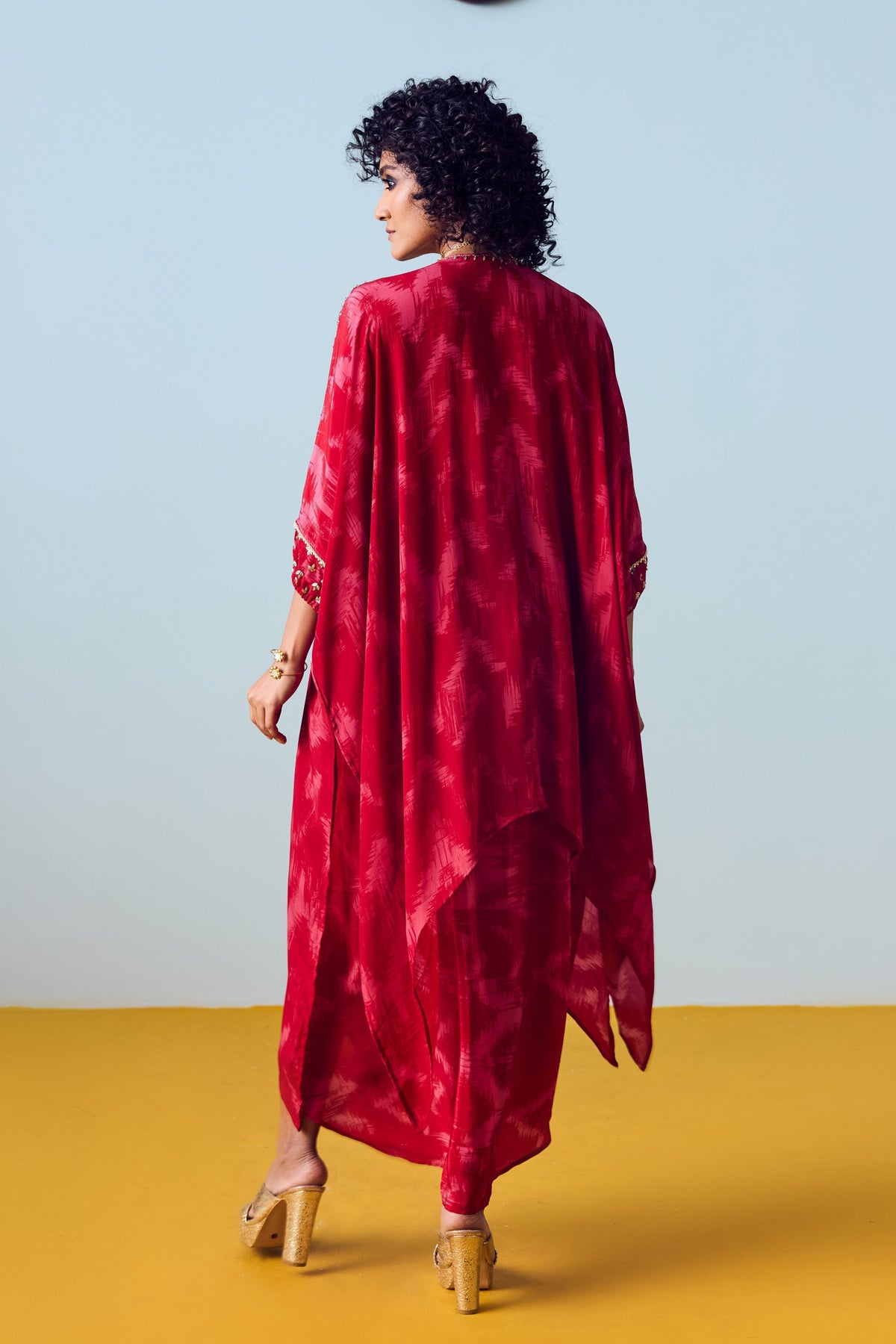 Raso Red Kaftan Set