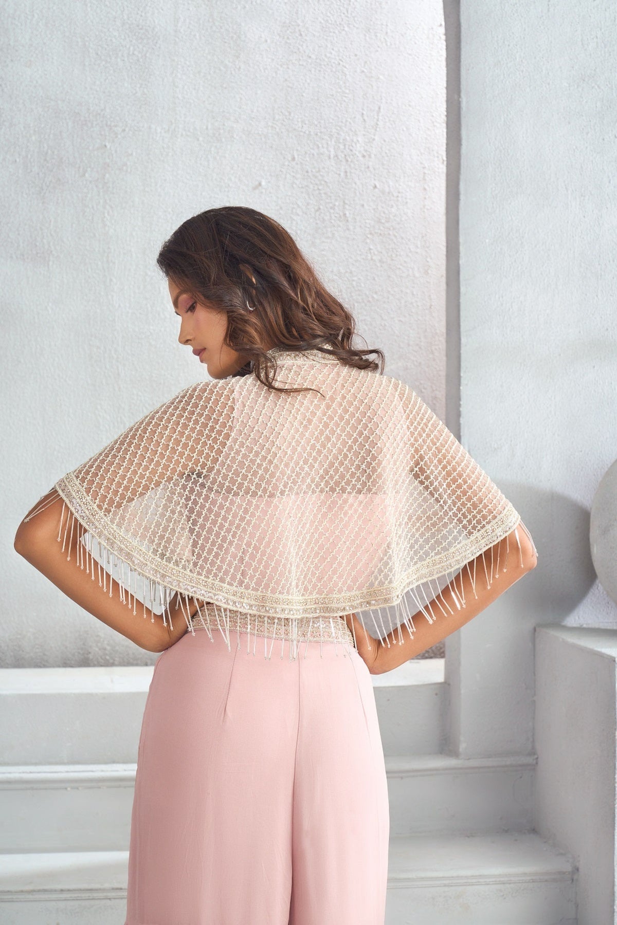 Pink short jacket sharara set