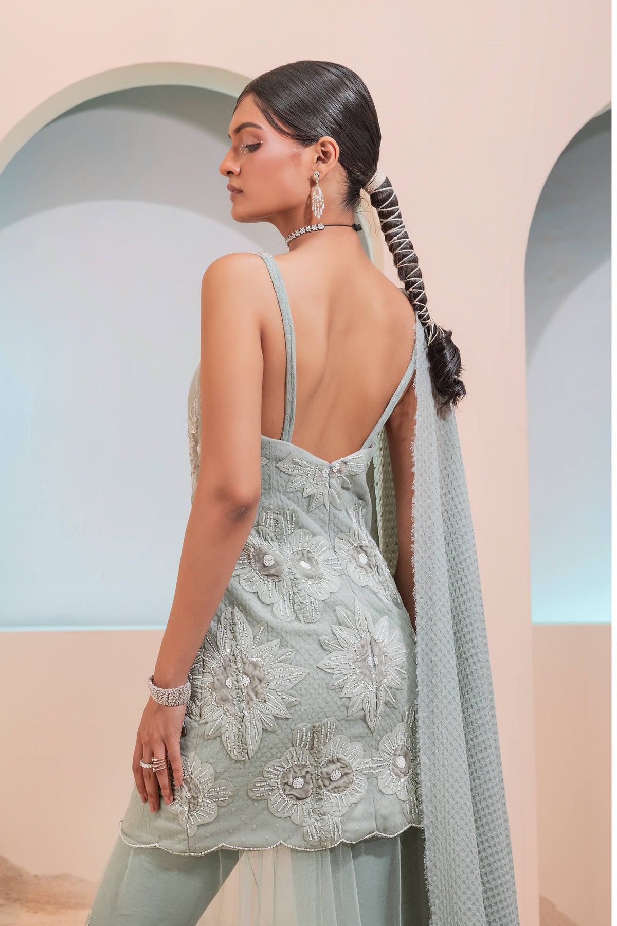 Mint Daisy Sharara Set