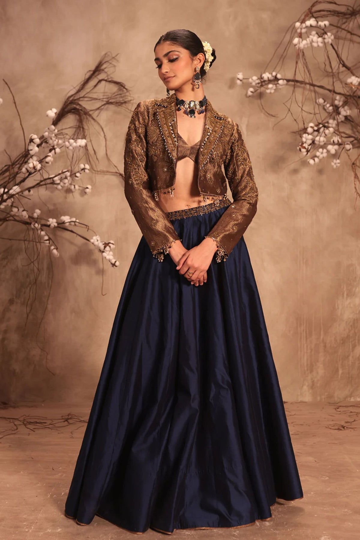 Gold Embroidered Jacket Set
