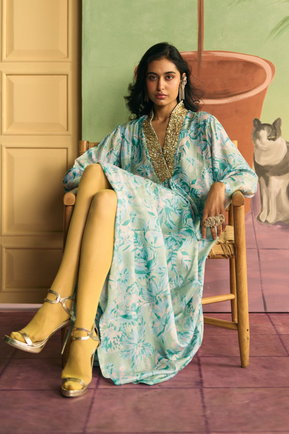 Mint Aqua Reverie Kaftan