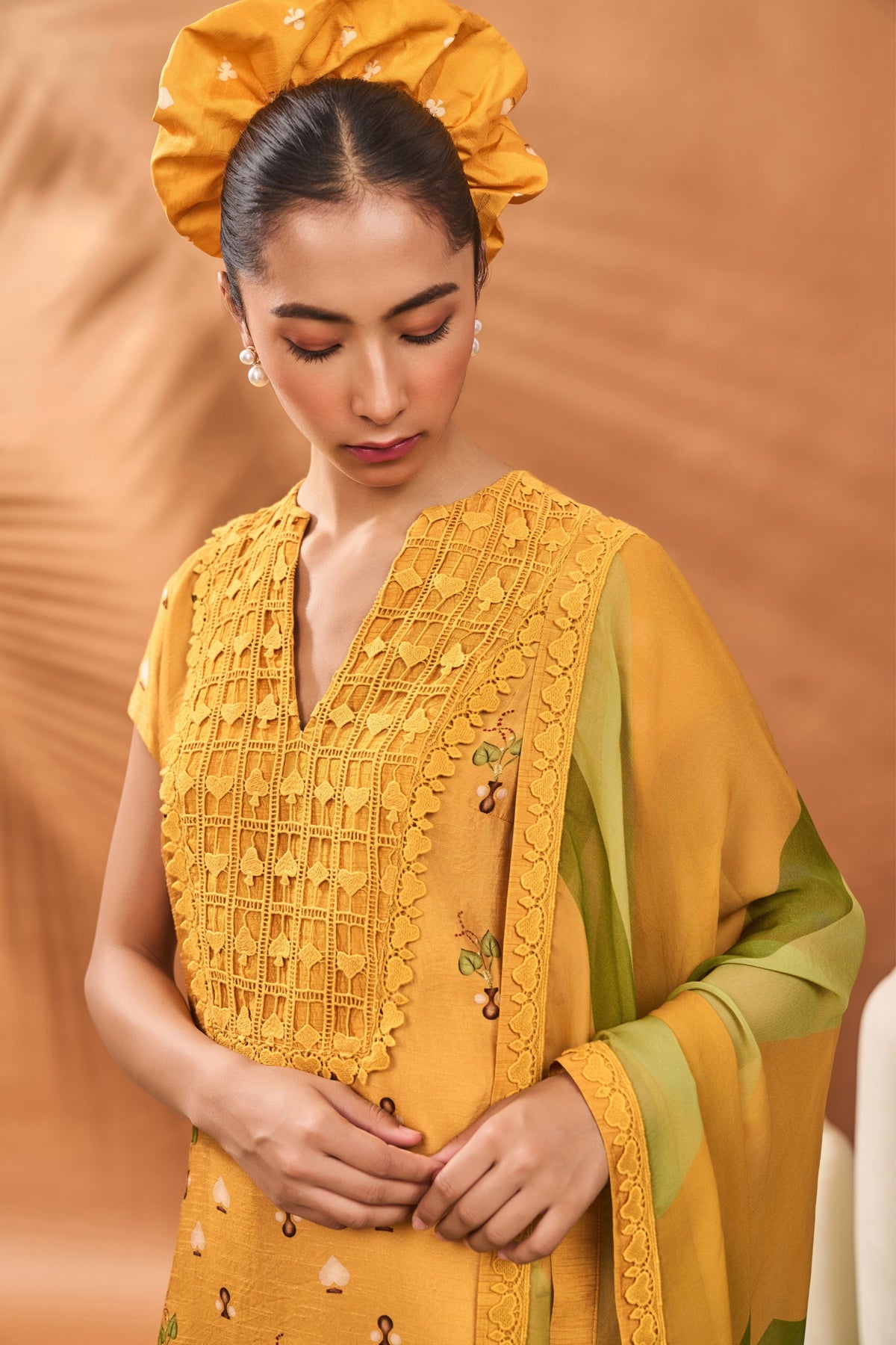 Yellow Spades Blossom Kurta Set