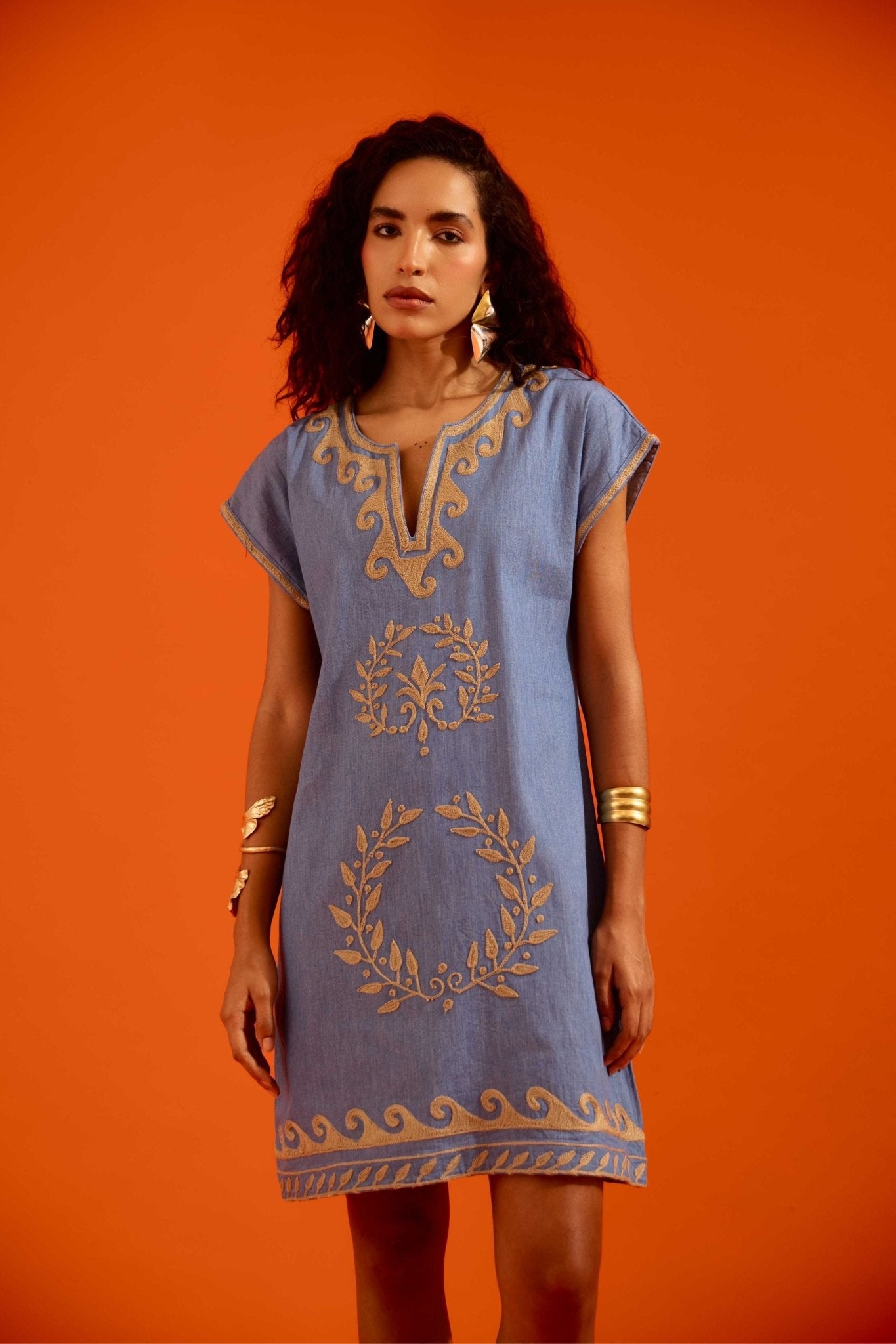 Denim Blue Shift Dress - Indian Summer Story - Elahe