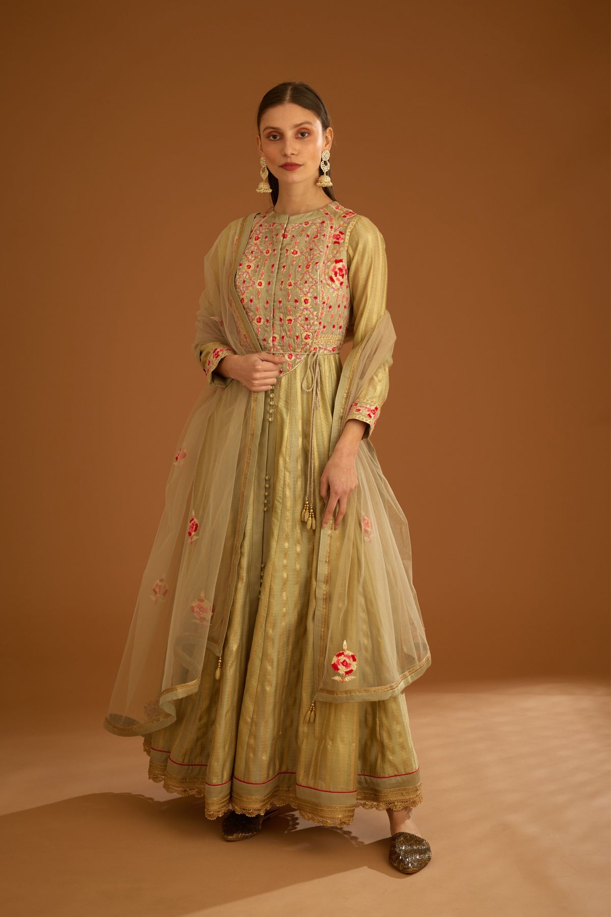 Neutral Anarkali set