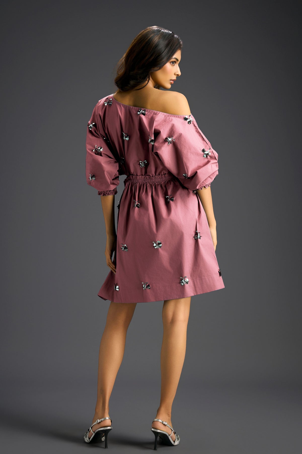 Pink Off Shoulder Cotton Dress