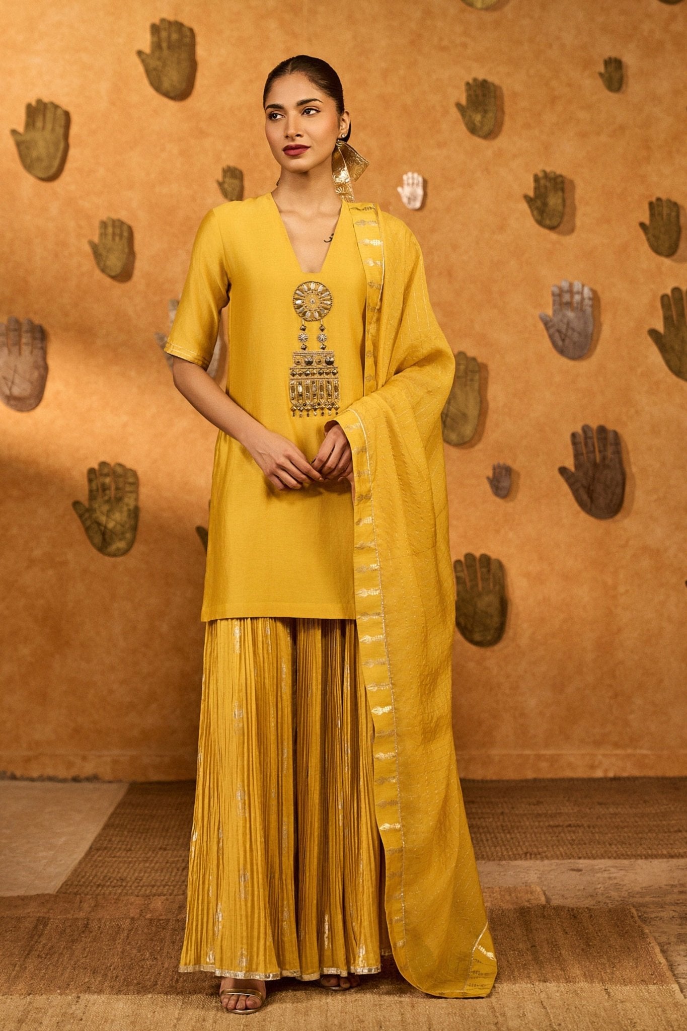 Spiced Ochre Sharara Set - Masaba - Elahe