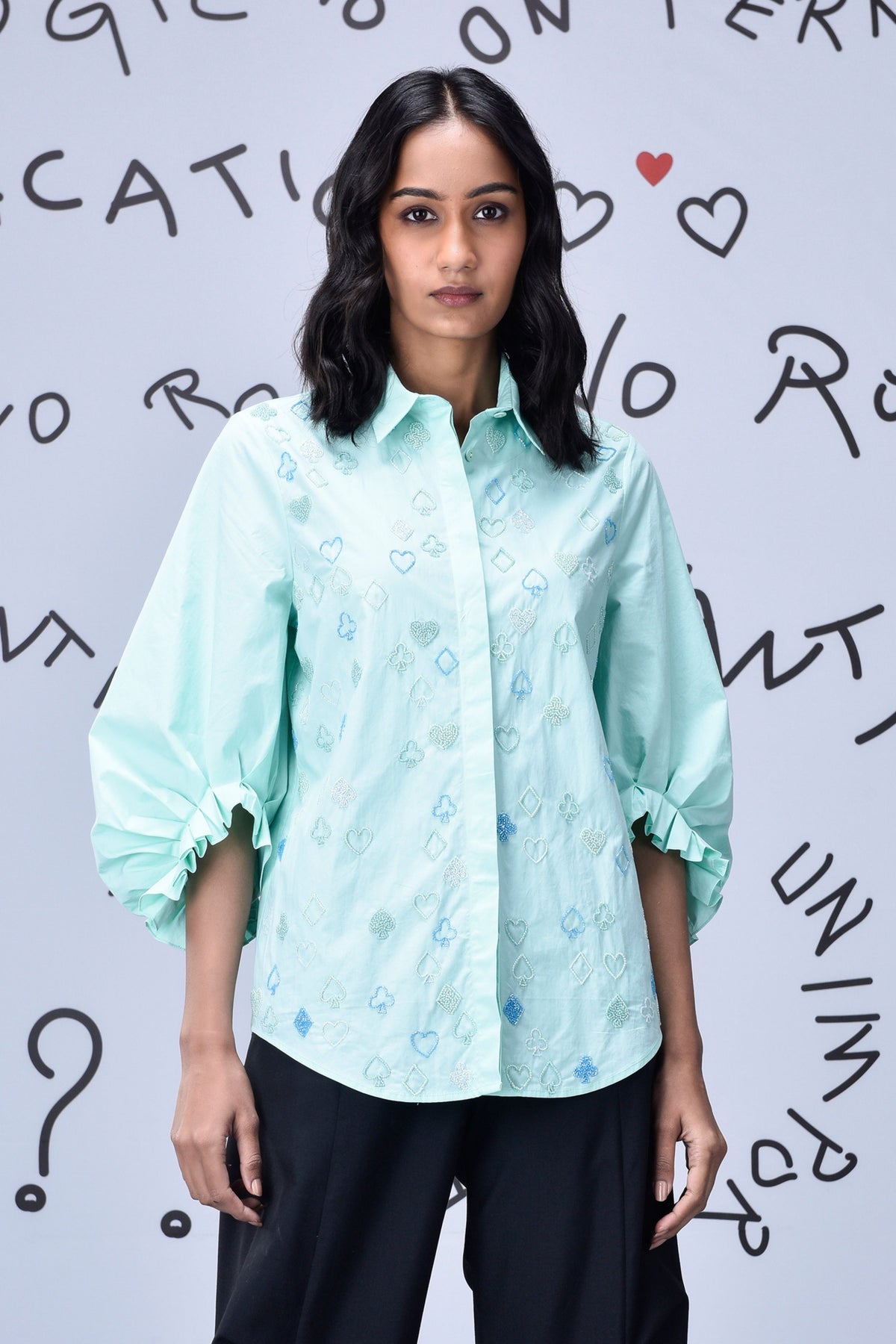 Beard Embroidery Top  Nile Green