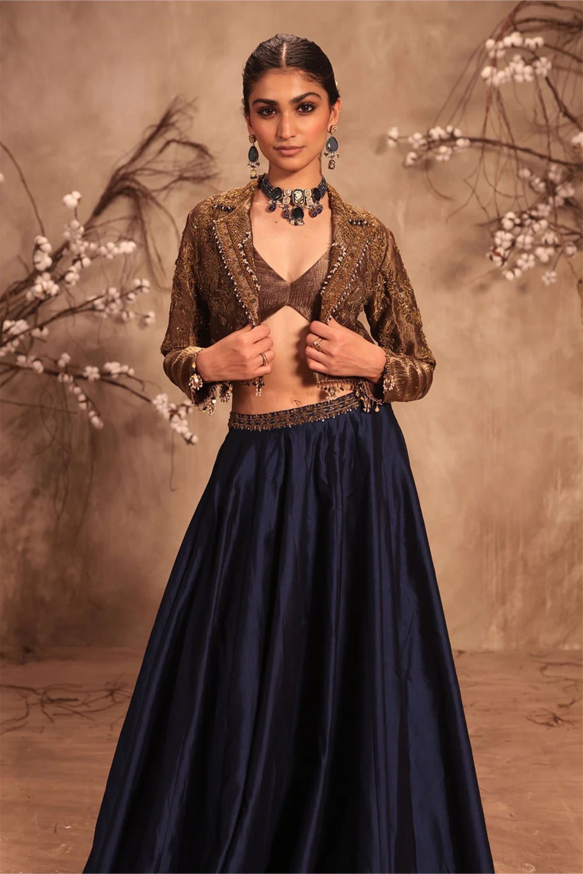 Gold Embroidered Jacket Set