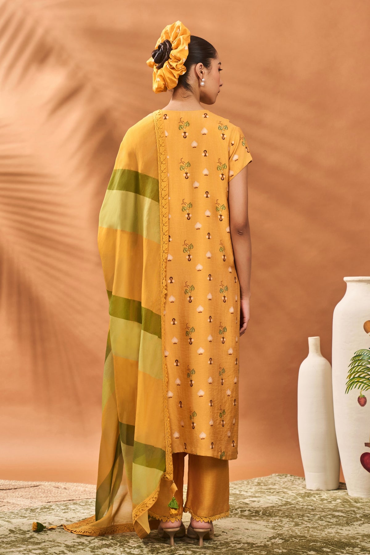 Yellow Spades Blossom Kurta Set