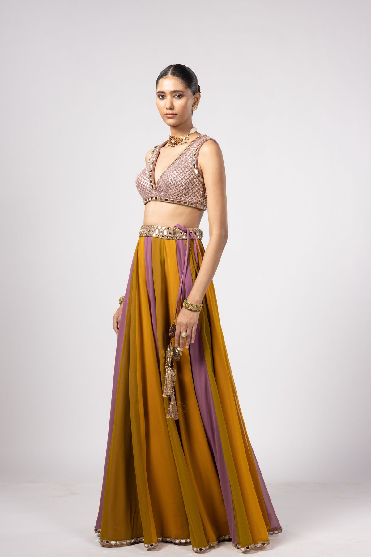 Green Lehenga Pant Set