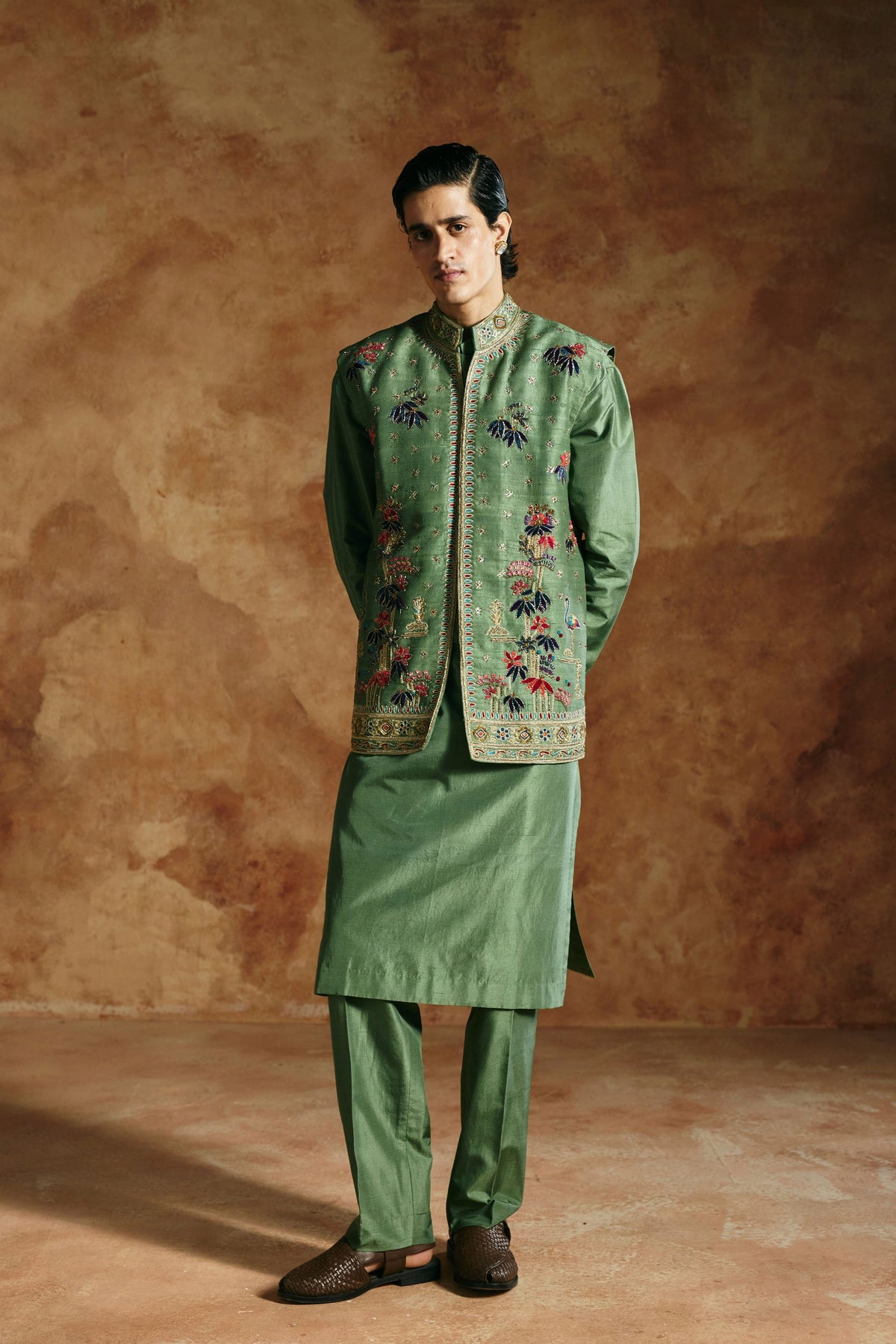 Sindh Embroidered Nehru Jacket