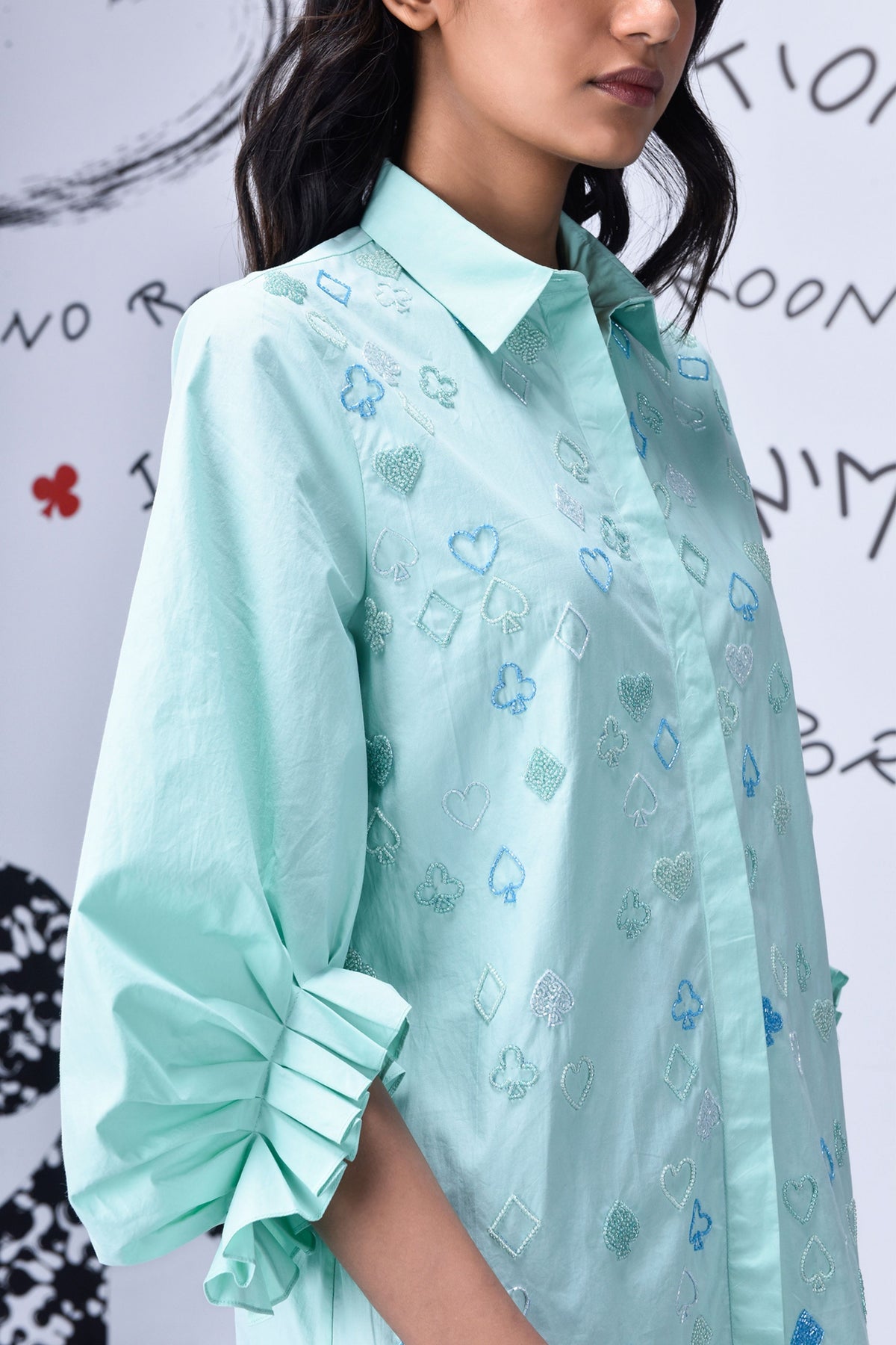Beard Embroidery Top  Nile Green