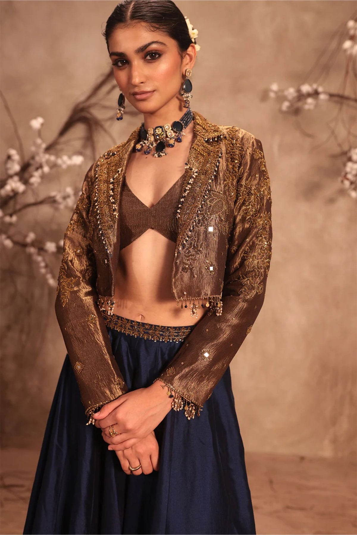 Gold Embroidered Jacket Set