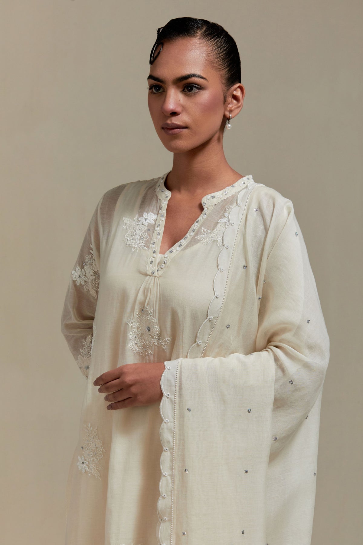 Off White Cotton Dupatta