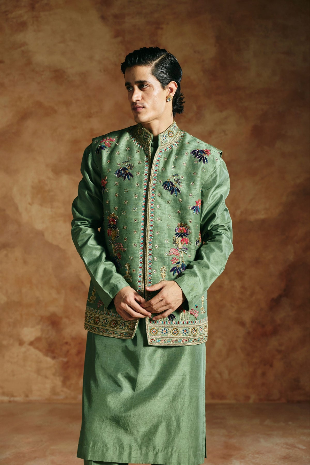 Sindh Embroidered Nehru Jacket