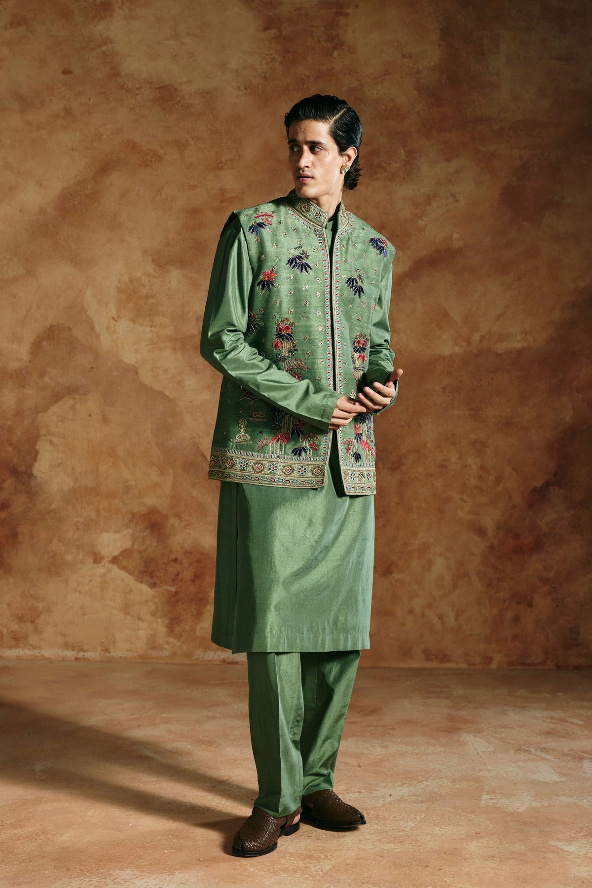 Sindh Embroidered Nehru Jacket