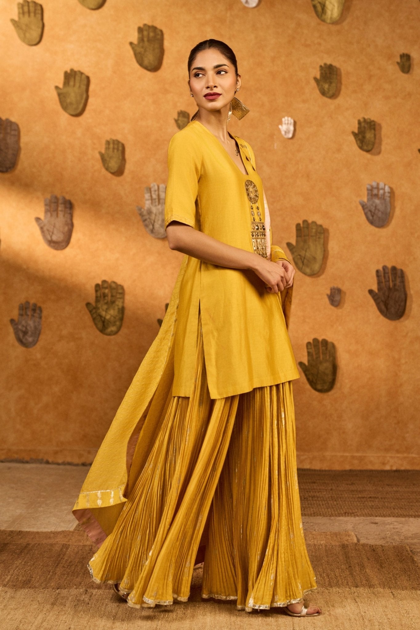 Spiced Ochre Sharara Set - Masaba - Elahe