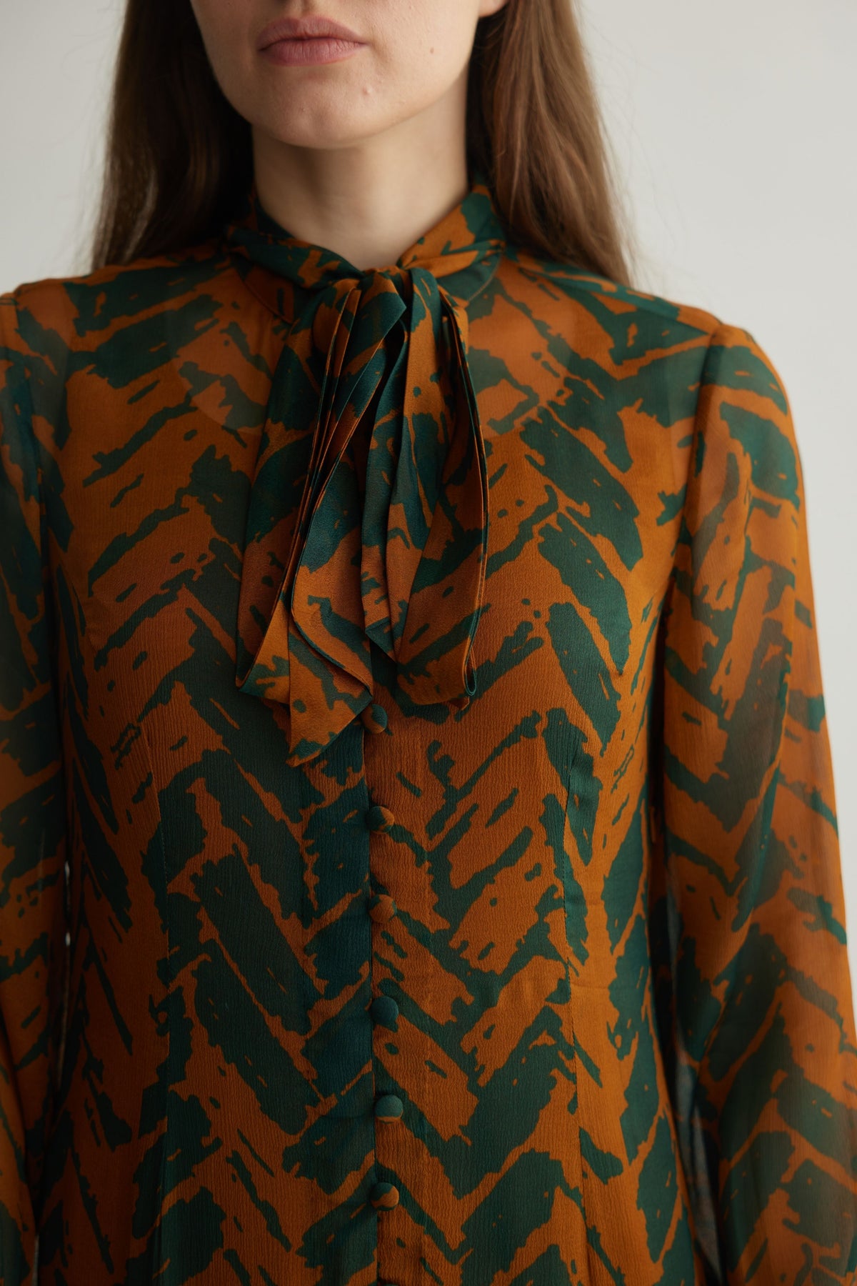 Green Chevron Midi Dress