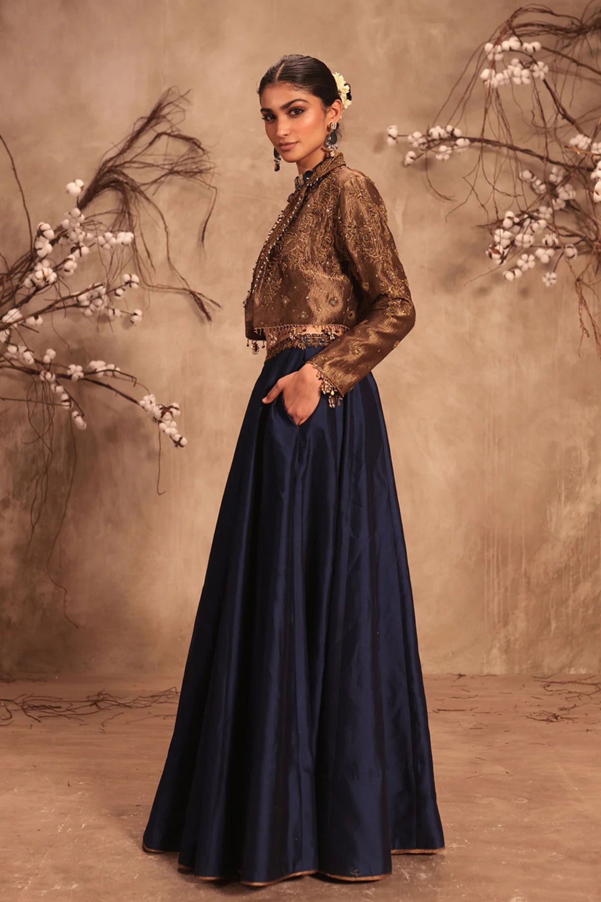 Gold Embroidered Jacket Set