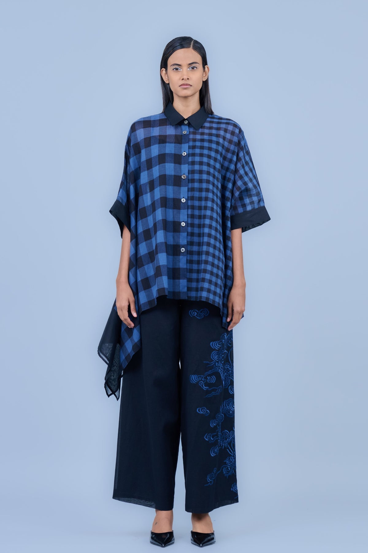 Yarn Dyed Cotton Space Blue Shirt