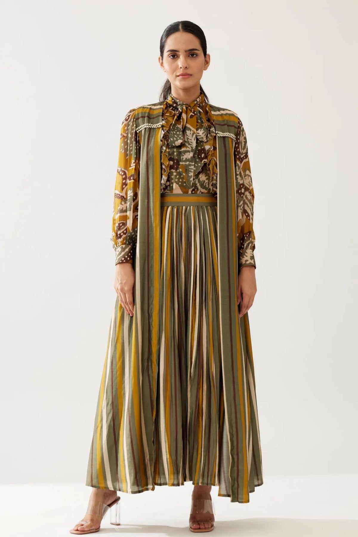 Mustard And Olive Stripe Cape